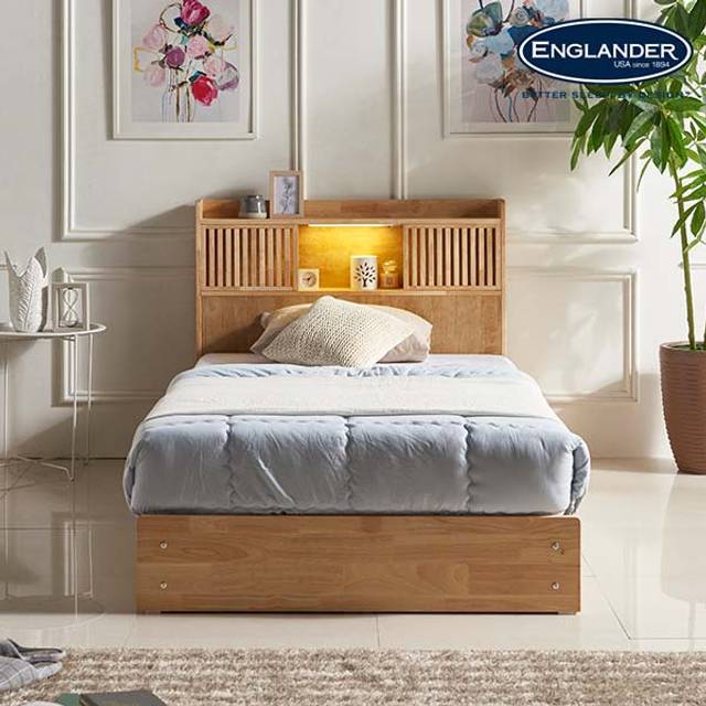 [비밀특가]아틀리에 LED 원목 침대(매트제외-SS)