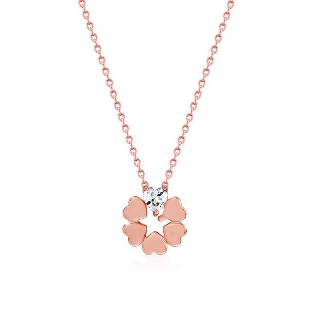 [NeeGee]Black label 14K PINK GOLD 큐빅클로버 목걸이