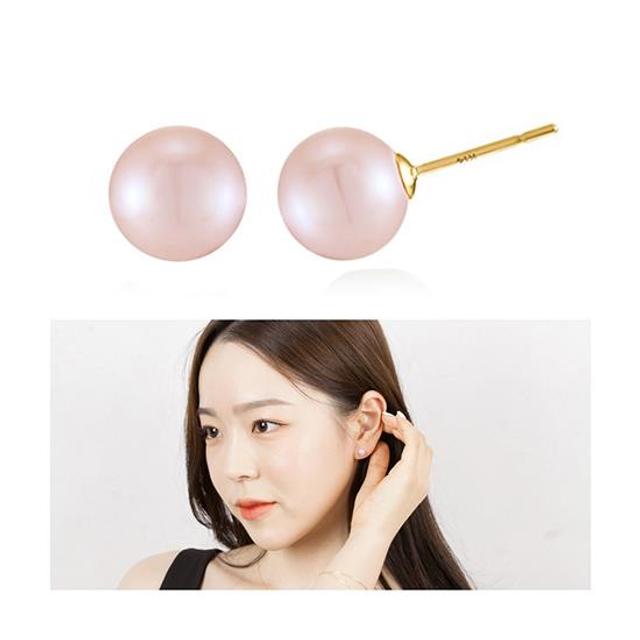 [NeeGee] 14K GOLD 스와로브스키진주 이어링_핑크8mm