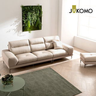 [자코모] 아드리안 4인 천연면피 소가죽 소파+스툴
