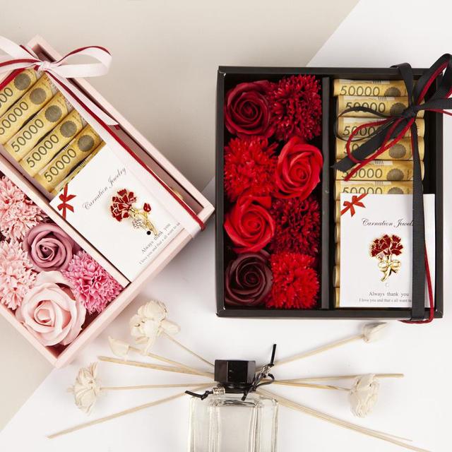 [NeeGee] 프리미엄 비누꽃 용돈박스_브로치포함