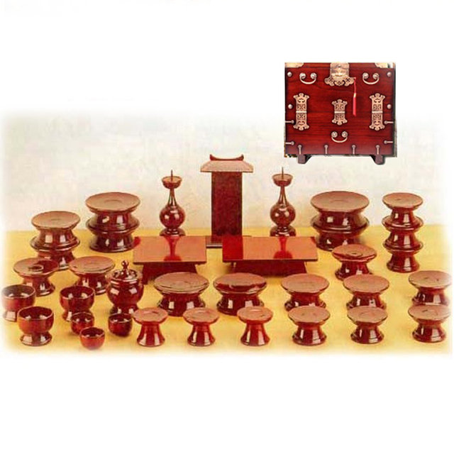 [국내산 정품 남원동천목기] 남원동천오리목제기47p + 제기함(향로반상증정)