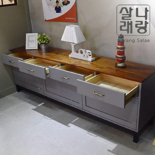 [우드팩토리] 밀크) 와이드 높은 원목거실장/전국착불