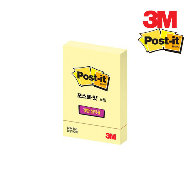 3M 포스트잇 강한점착용 노트 656 노랑 1925