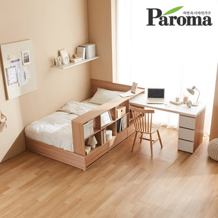 큐브 책장형 수납침대 슈퍼싱글 본넬매트포함+책상세트