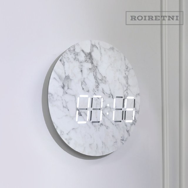 룬클락 마블 Roon Marble LED 벽시계 (전선색상 반투명 3m)