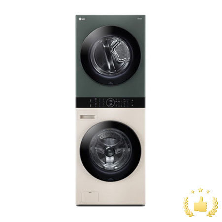 워시타워 오브제 컬렉션 세탁기(24kg)+건조기(16kg) 세트 W16EG (원바디 플랫 디자인, 원바디 런드리 컨트롤, 건조 준비기능, 드럼-베이지,건조기-그린)