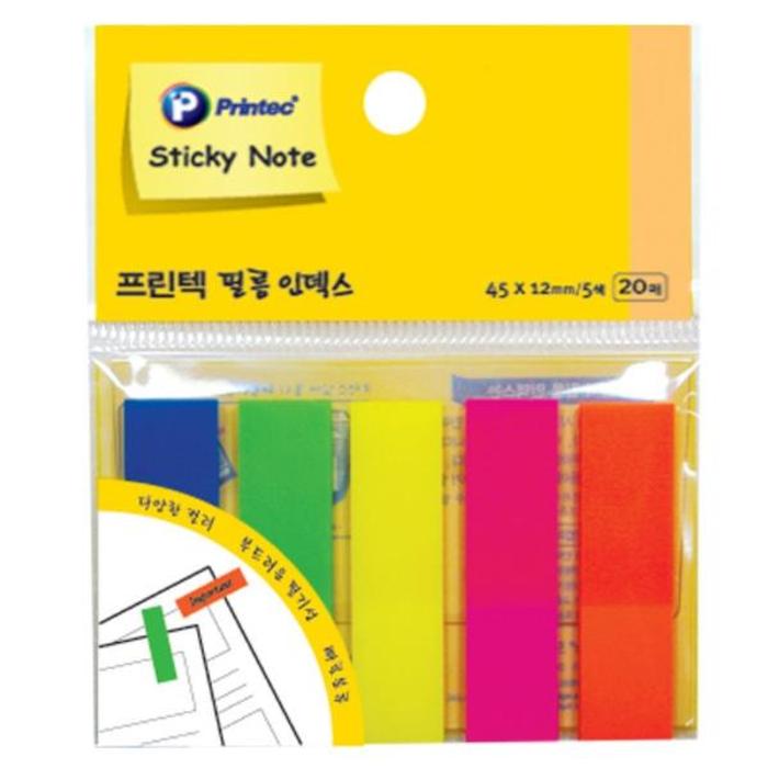 오피스넥스 필름인덱스형광5색 FI022 45x12mm 20매