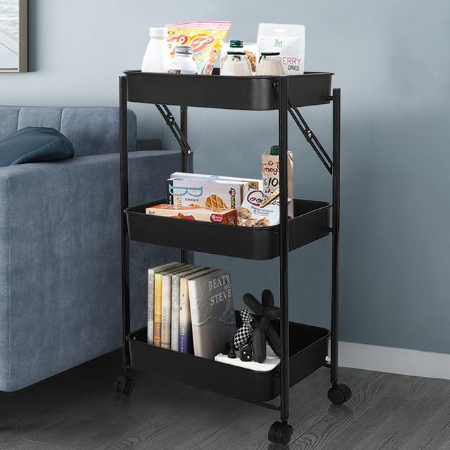 [해외직구] 접이식 이동식 트롤리 핸드 트롤리 틈새선반 3단