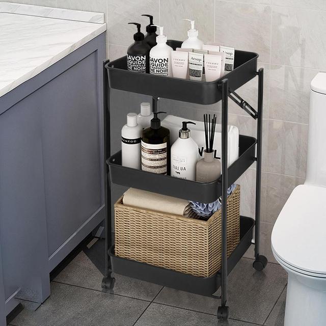 [해외직구] 접이식 이동식 트롤리 핸드 트롤리 틈새선반 3단