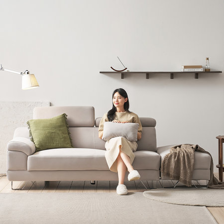 포유 3인용 쇼파 아쿠아 패브릭 소파 카페 사무실 생활방수 스툴포함