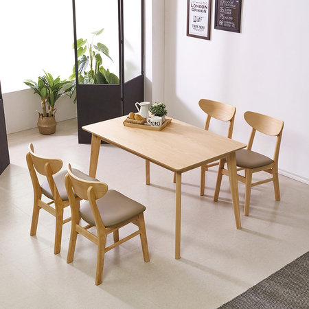 네티 4인 다이닝 원목 식탁세트 나무 테이블 의자