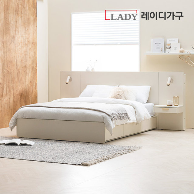 [착불] 모노 수납 LED 호텔침대_Q 60T 필로우탑