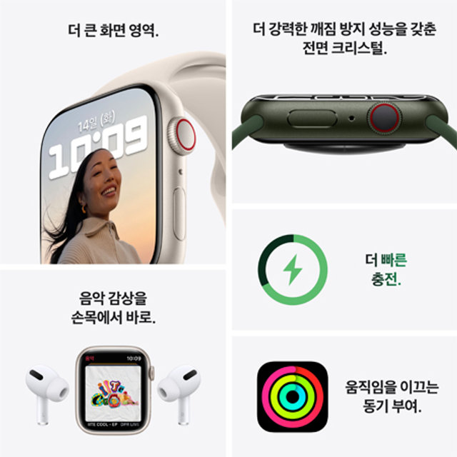 애플워치 7  41mm GPS+Cellular 그린 알루미늄 케이스 클로버 스포츠 밴드