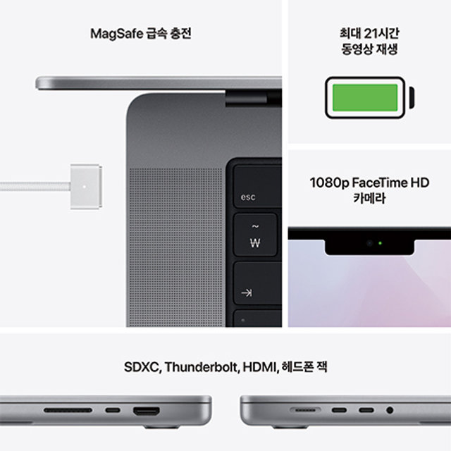 2021 맥북프로 16 M1 Pro, 10코어 CPU, 16코어 GPU, 16GB RAM, 1TB SSD - 스페이스 그레이 [MK193KH/A]