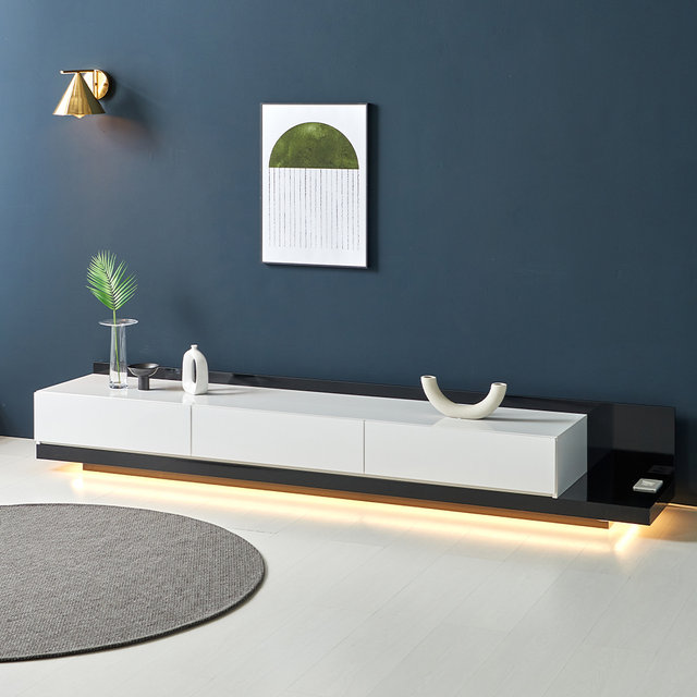 프리다 익스텐션 LED 3서랍 거실장 2300 tv다이 티비선반 장식장