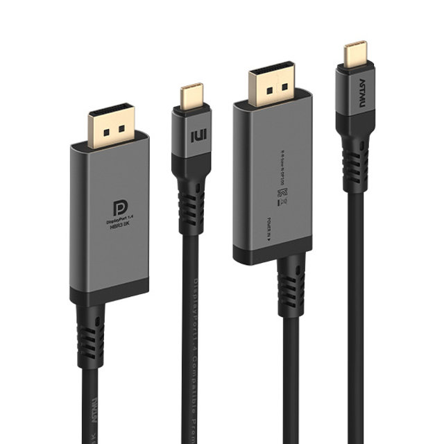 C타입 to DP 1.4 8K DisplayPort PD충전 케이블-메탈블랙 2m