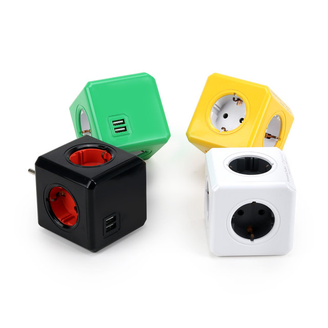 파워큐브 오리지널 올컬러 4구 USB 디자인 멀티탭 콘센트
