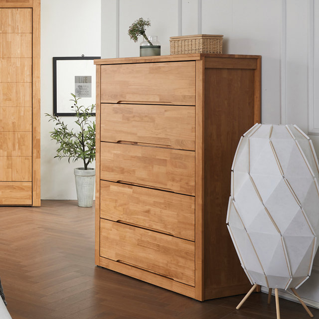 폴리 키크고 속깊은 고무나무원목 5단서랍장