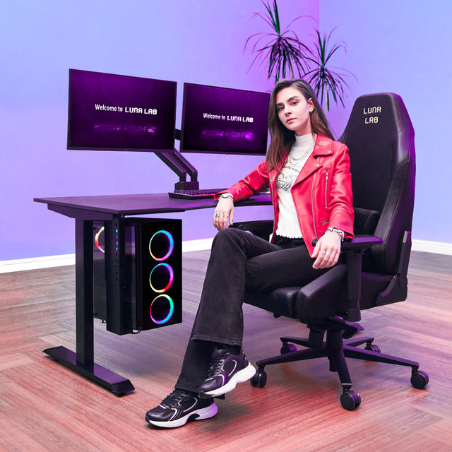 컴퓨터책상 거실 서재 1인용 게이밍 책상 블랙커브1800 (기사설치)