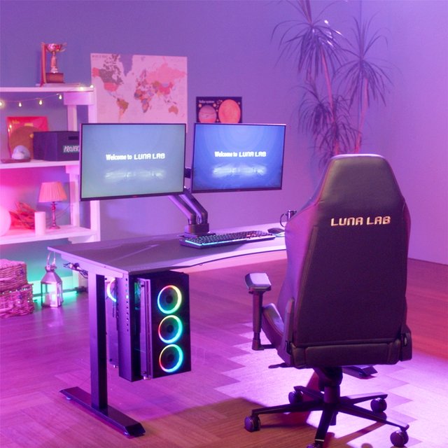 컴퓨터책상 거실 서재 1인용 게이밍 책상 블랙커브1800 (기사설치)