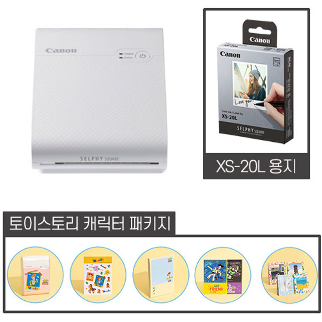 [정품] 셀피 스퀘어 SELPHY SQUARE [QX10][화이트] 디즈니 패키지 + XS-20L 용지