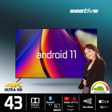 108cm 안드로이드 OS 11 스마트 UHD TV AGUM4300 택배(자가설치)