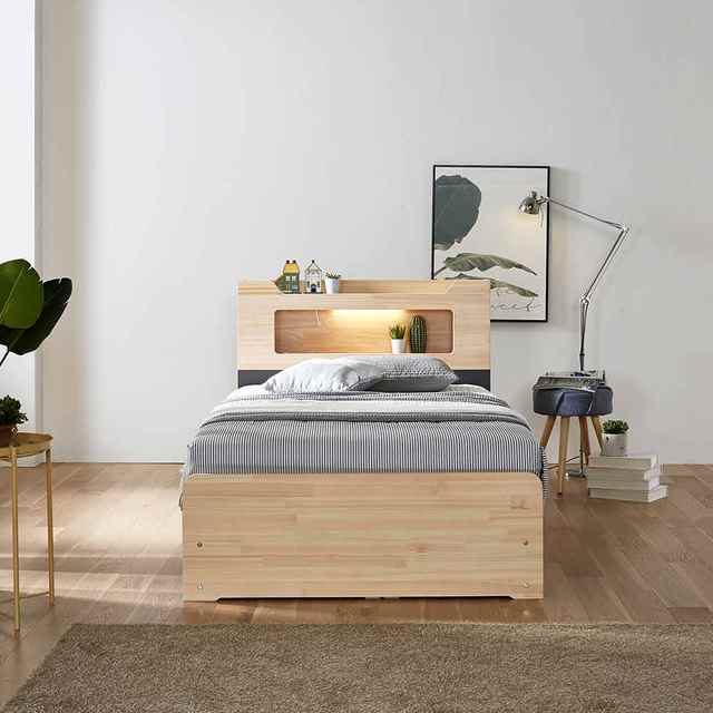 [비밀특가] 스텔라 편백나무 원목 LED조명 4서랍 수납침대SS_프레임