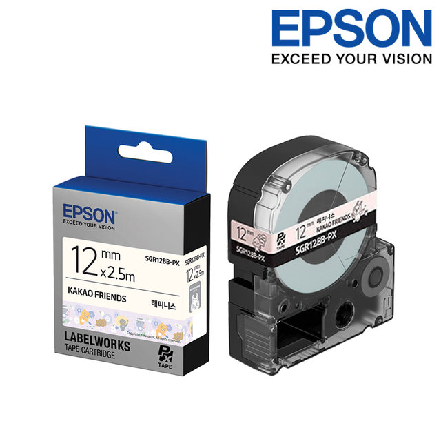 엡손 라벨테이프 SGR12BB-PX 카카오 해피니스 폭 12mm