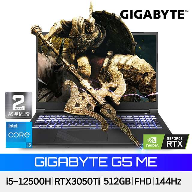 기가바이트 G5 ME 인텔 i5 8GB 512GB RTX3050Ti FHD 144Hz 가성비 게이밍 노트북