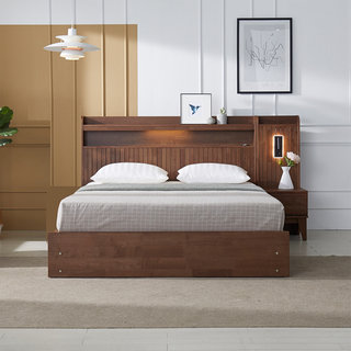 누트월넛  고무나무 LED조명  수납침대 K+사이드해드