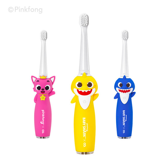 클린이 핑크퐁 아기상어 아빠상어 어린이 유아 아동 아기 키즈 LED 음파 전동 칫솔