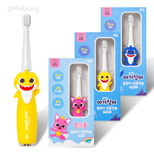 클린이 핑크퐁 아기상어 아빠상어 어린이 유아 아동 아기 키즈 LED 음파 전동 칫솔