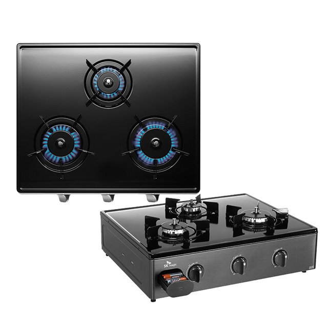 3구 가스렌지 GRA-910SR 전면배터리 안심센서/4단계화력