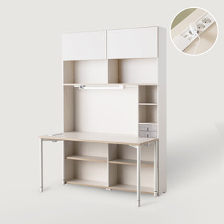 오브제 학생 1400 6단 책상세트 콘센트형 (조명/도어)