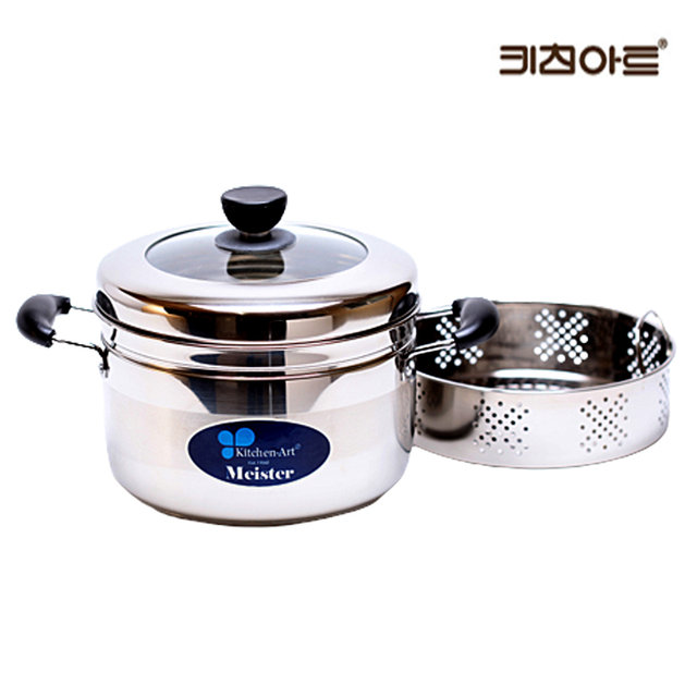 키친아트 마이스터 바닥3중 스텐레스 일식찜기 22cm 찜냄비