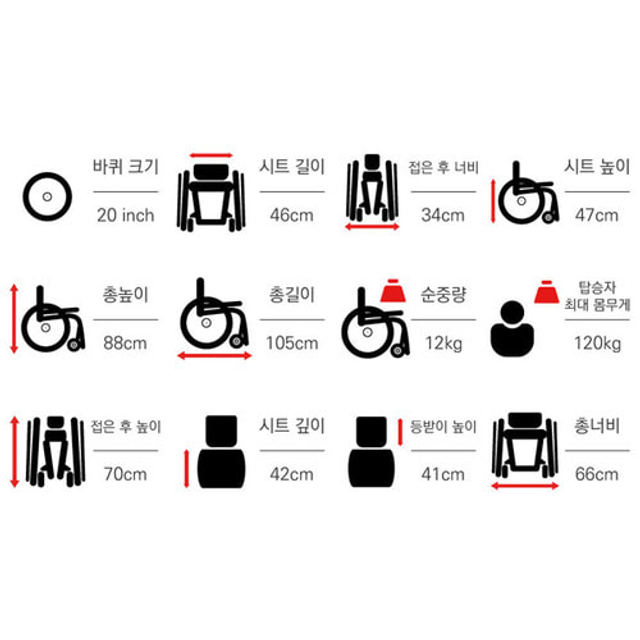 TMT 스마트 알루미늄 경량형 접이식 휠체어 Q05LAJ-20