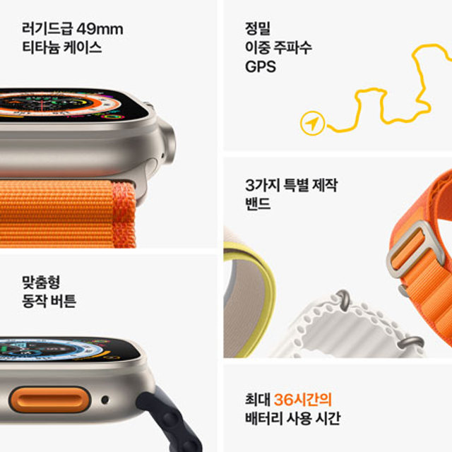 애플워치 울트라 49mm Cellular 티타늄 케이스 스타라이트 알파인 루프 L - [MQFT3KH/A]