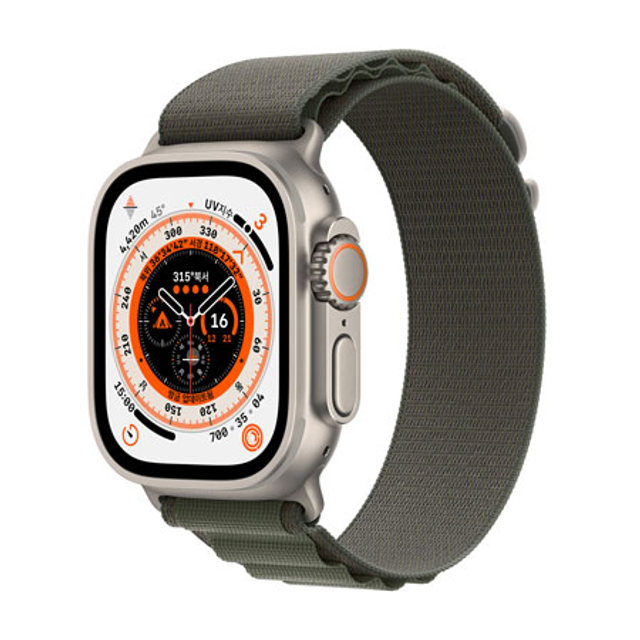 애플워치 울트라 49mm Cellular 티타늄 케이스 그린 알파인 루프 L - [MQFP3KH/A]