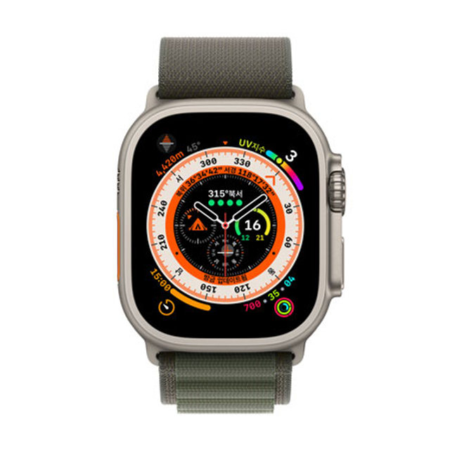 애플워치 울트라 49mm Cellular 티타늄 케이스 그린 알파인 루프 M - [MQFN3KH/A]