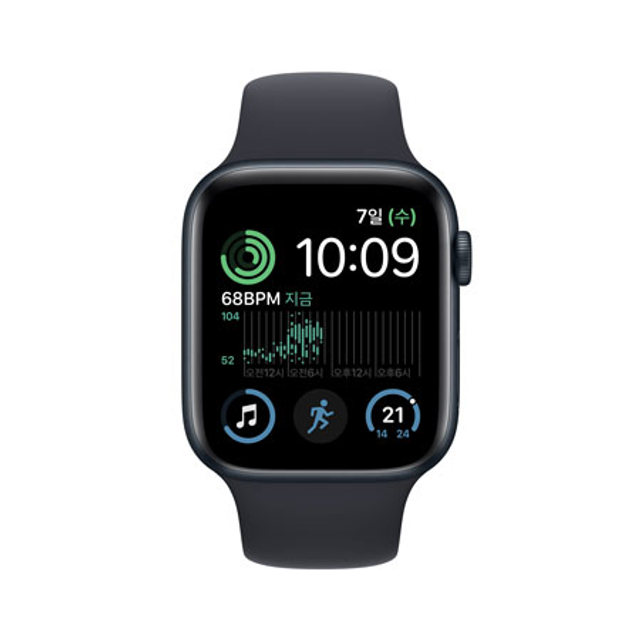 애플워치 SE2 44mm GPS + Cellular 미드나이트 알루미늄 케이스 미드나이트 스포츠 밴드 - [MNPY3KH/A]