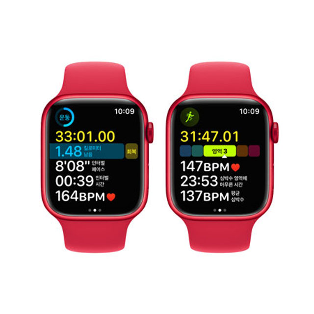 애플워치 8 45mm GPS + Cellular (Product)RED 알루미늄 케이스 레드 스포츠 밴드 - [MNKA3KH/A]