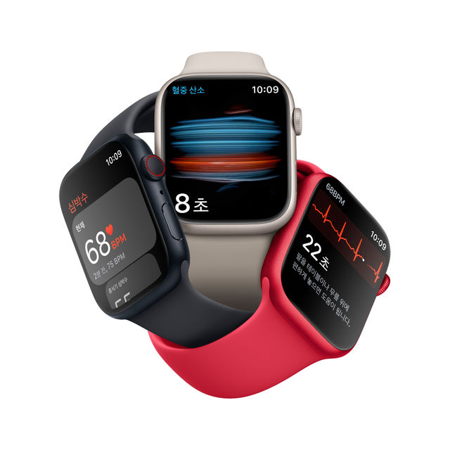 애플워치 8 41mm GPS + Cellular (Product)RED 알루미늄 케이스 레드 스포츠 밴드 - [MNJ23KH/A]