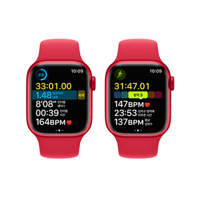 애플워치 8 41mm GPS + Cellular (Product)RED 알루미늄 케이스 레드 스포츠 밴드 - [MNJ23KH/A]