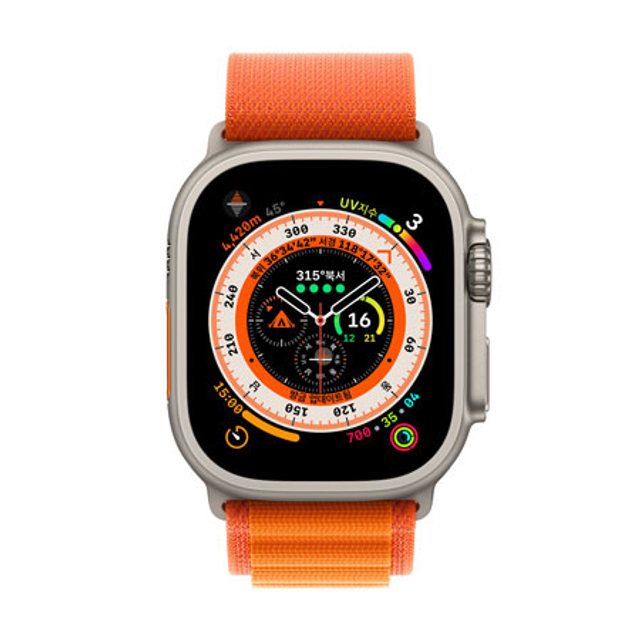 애플워치 울트라 49mm Cellular 티타늄 케이스 오렌지 알파인 루프 S - [MNHH3KH/A]