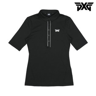 [해외직구] PXG 여성 골프웨어 더블 스타이프 트림 폴로 카라 반팔 티셔츠 블랙