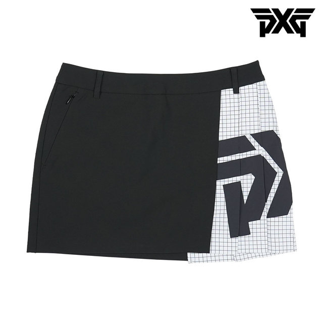 [해외직구] PXG 여성 골프웨어 빅 로고 플리츠 스커트 블랙