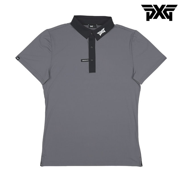 [해외직구] PXG 남성 골프웨어 애슬래틱 핏 테크 폴로 카라 반팔 티셔츠 그레이