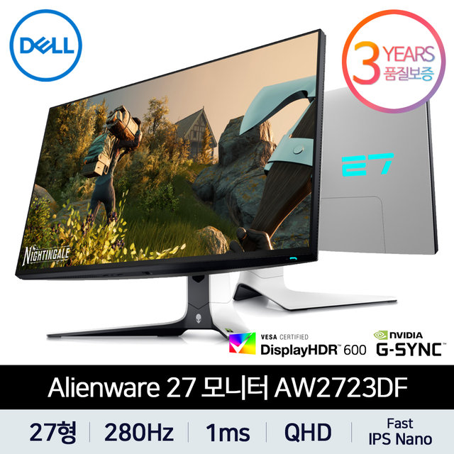 DELL AW2723DF 240Hz(280Hz) 1ms QHD IPS Nano 27인치 게이밍 델 모니터