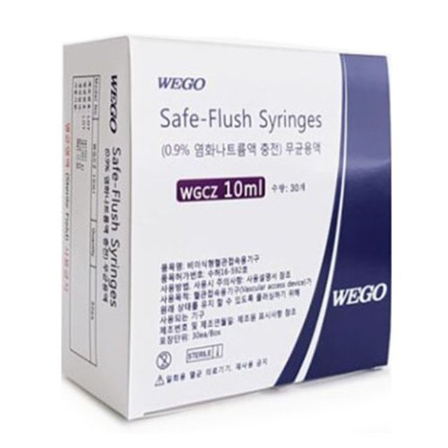 위고 일회용 멸균 식염수 주사기 10cc 30개입 10ml Safe-Flush